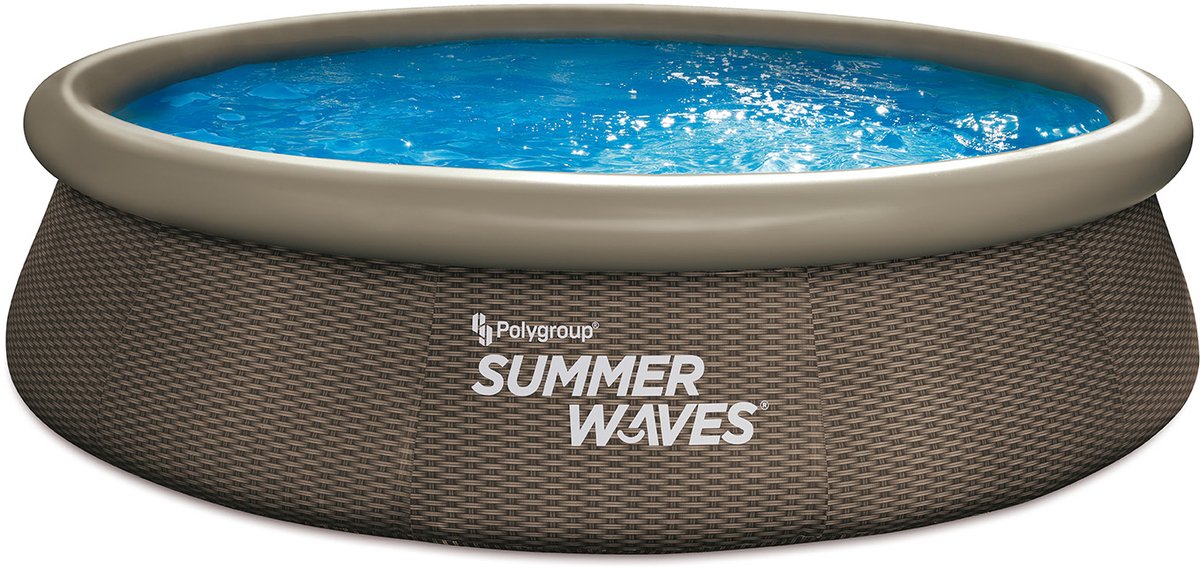 Summer Waves Schwimmbad Schnellset 366 x 76 cm dunkles Doppel-Rattan + Filterpumpe