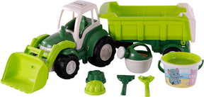 Cavallino XL Tractor Green mit Neigungsanhänger und Eimer -Set, 9dlg.