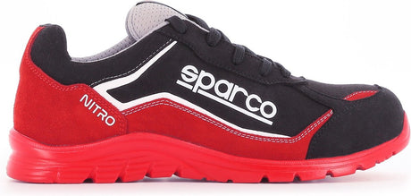 Sparco Nitro Marcus – Sicherheitsschuh S3L mit sportlicher Optik und wasserabweisender Mikrofaser – Rot 39