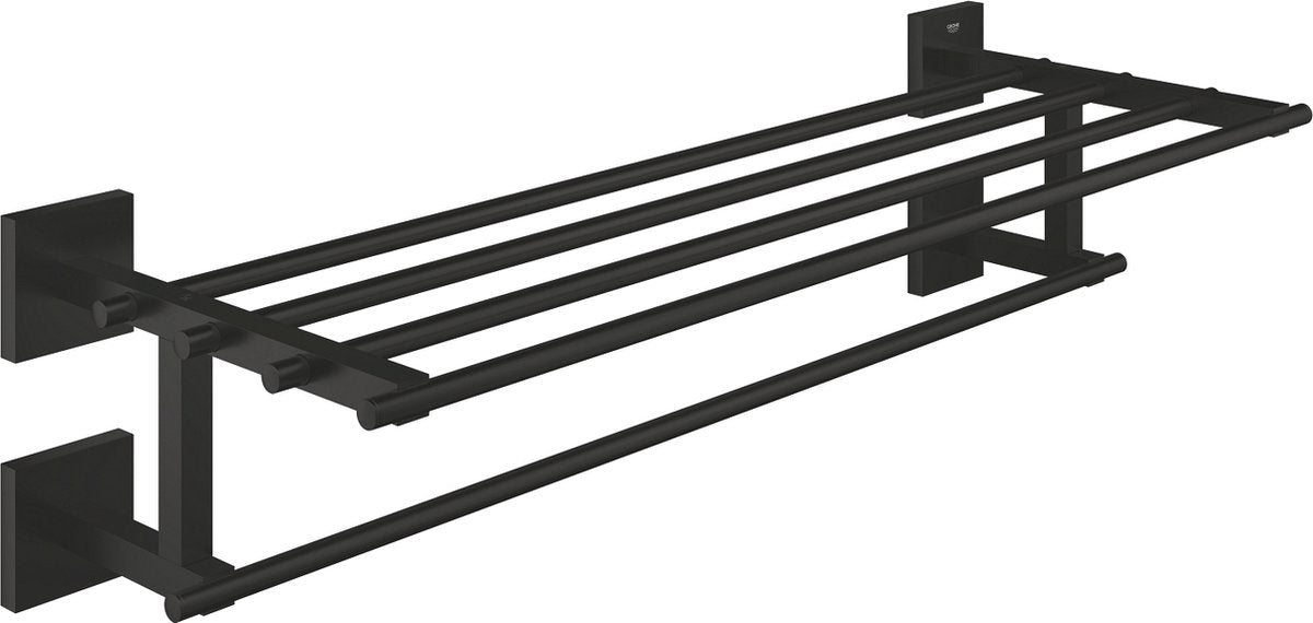 Grohe Quickfix Start Cube Multi-Handtuchhalter – 600 mm – mit Ablage – mattschwarz