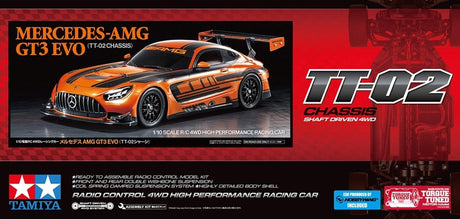 Tamiya modelbouwpakket auto - 58750 rc auto - mercedes-amg gt3 evo - tt-02 rc plastic - 1:10 - modelbouw