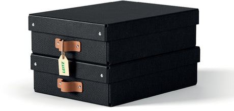 Leitz Puro mittelhohe Aufbewahrungsbox mit Deckel – 2er-Set – 8 l – 100 % recycelter Karton – Schwarz