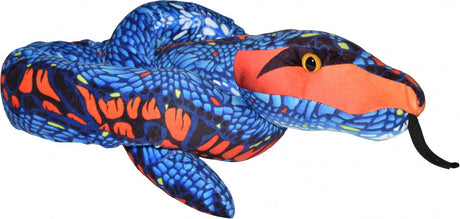 Wild republic pluche slange knuffeldier - blauw oranje - 137 cm - reptielen knuffels - cadeau