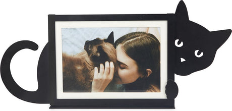 Balvi Fotorahmen Fotorahmen versteckte Katze 10 x 15 schwarzes Metall horizontal