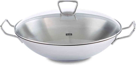 Fissler kunming wok met glasdeksel – ø 35cm, - hoogwaardig roestvrij staal - geschikt voor alle warmtebronnen