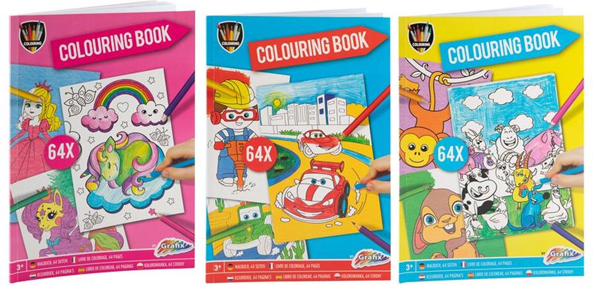 Grafix kleurboek a4 64 pagina's (1 stuk) assorti