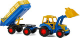 Cavallino -Traktor mit Frontlader und Anhängerblau