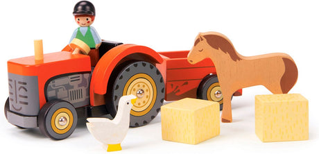 Tender leaf houten speelgoed - tractor - met accessoires - 18 maanden