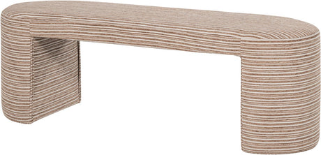 Woood jacob gestoffeerd bankje - streep dessin - lichtbruin