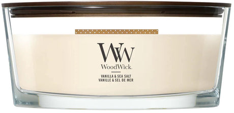 Woodwick Heartwick Flame Ellipse Duftkerze – Vanille-Meersalz – 50 Brennstunden