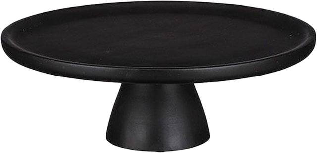 Mica decorations tallo taartplateau standaard - mango hout - zwart - 10 x 30 cm - met voet