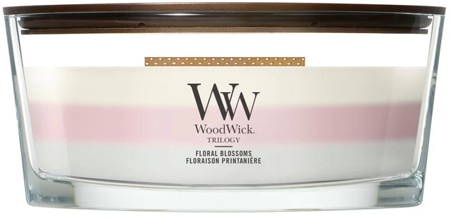 Woodwick Hearthwick – Trilogy Floral Blossoms – Ellipsen-Duftkerze – 50 Brennstunden