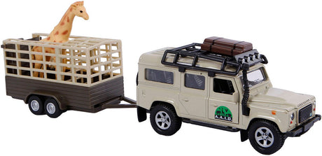 Kinderglobus Land Rover Defender + Giraffenanhänger