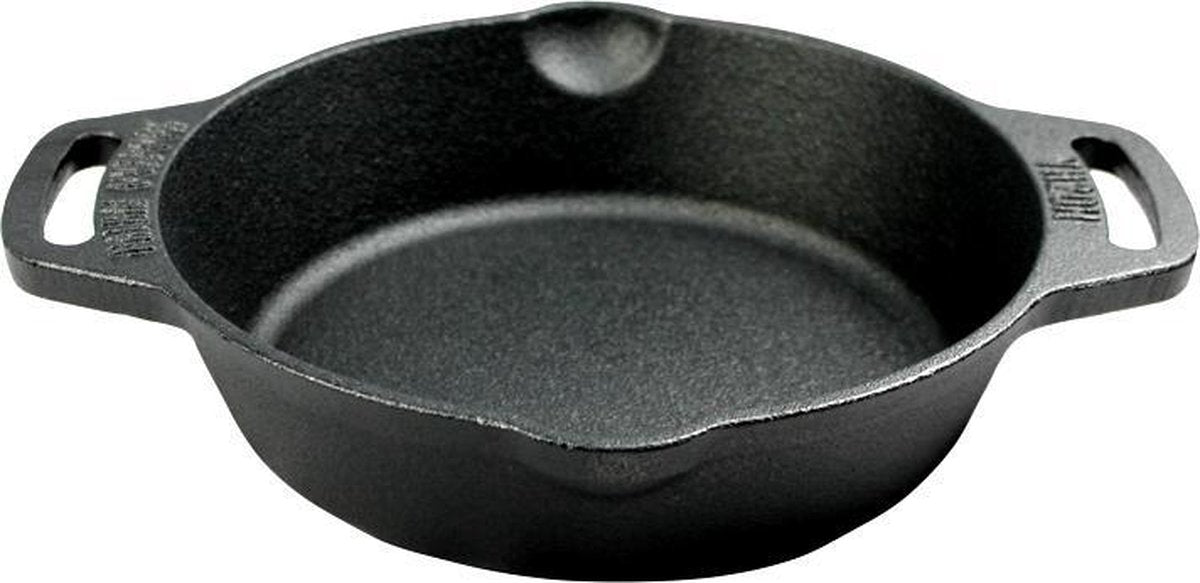 Valhal outdoor skillet koekepan 20cm - gietijzer - 2 handvatten - schenktuiten - vh20h