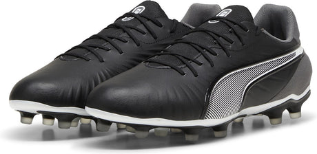 Puma King Match FG AG Unisex-Sportschuhe - Schwarz-Weiß-Cool Dark Grey