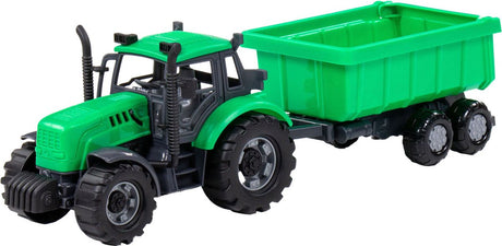 Cavallino -Traktor mit Kipplastwagenanhänger grün, Skala 1:32
