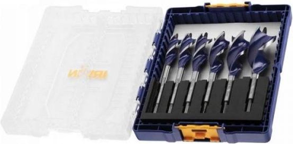 Irwin iw4042202 6-teiliges Holzbohrer-Set in Kassette – blaue Nut – 16 18 20 22 25 32 mm