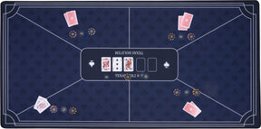 Engelhart Pokerteppich blau 120x60 cm - Polyestergummi - glatte Spielfläche - Pokerwürfelzubehör -