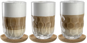 Leonardo gocce latte macchiato glas 390ml met onderzetter - set 3