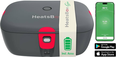 Faitron - heatsbox go - elektrische Brotdose - mit Batterie - Edelstahl - beheizte Brotdose - für warme Mahlzeiten - verschiedene Fächer - mit App - 220V
