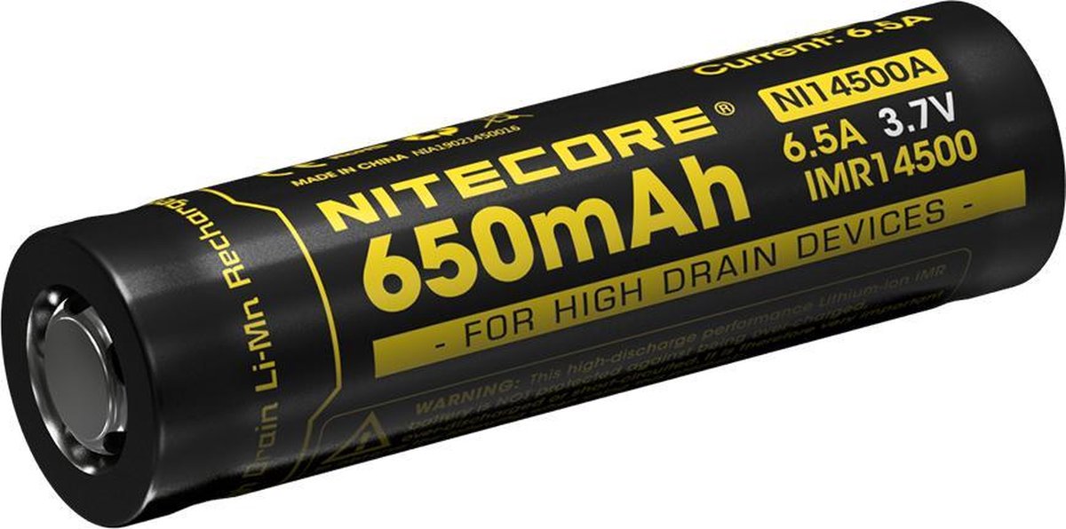 Nitecore-Akku imr14500 650 mAh, wiederaufladbar, Knopf oben