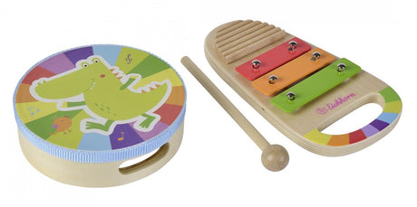 Eichhorn Holzmusikset Trommel und Xylophon – farbenfrohes Musikspielzeug.