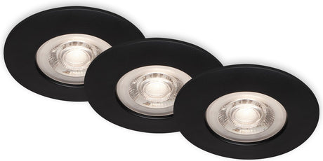 Briloner - LED Einbaustrahler Einbaustrahler Badlampe Memory-Funktion 3er Set dimmbar Schwarz 4,9W IP44 ø9cm