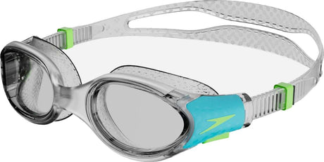 Speedo Biofuse 2.0 Schwimmbrille Kind - Ergonomische Taucherbrille Kinder 6-14 Jahre - Antibeschlag-UV-Schutz - Junior-Schwimmbrille mit Druckknopfverschluss - Superweiche Dichtung - Klares Blau