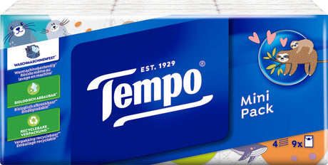 Tempo Mini-Packung – 4-lagige Taschentücher – 40 x 9 Packungen = 360 Packungen