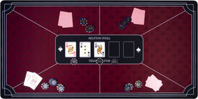 Longfield pokerkleed rood 120x60 cm - polyester rubber - glad speeloppervlak - poker dobbel accessoire - engelhart