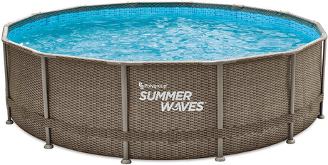 Summer Waves Rahmenpool rund – ⌀427 x 107 cm – Schwimmbäder – inklusive Filterpumpe – Poolpumpe – Filterkartusche – Abdeckung – Bodenplane – Leiter – Wartungsset