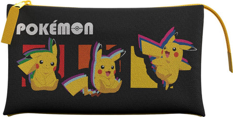 Pokémon pokemon - etui - 3 vakken - pikachu - zwart
