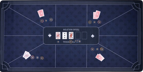 Engelhart Pokerteppich blau 180x90 cm - Polyestergummi - glatte Spielfläche - Pokerwürfelzubehör -