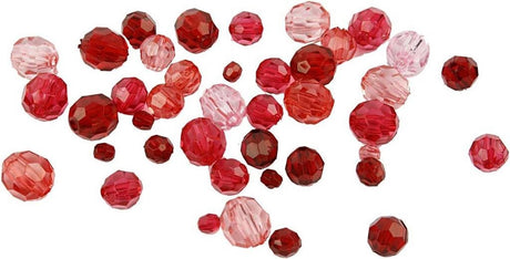 Creativ Company CC Kunststoff-Facettenperlenmischung 4-12 mm rote Harmonie 170 Stück
