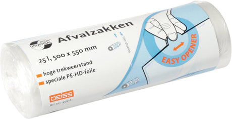 Vuilniszak universal plus, 7 micron, ft 50 x 55 cm, transparant, rol van 50 stuks