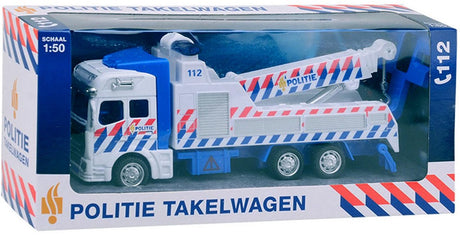 Johntoy 1-1-2 Polizei-Abschleppwagen mit Rückziehfunktion