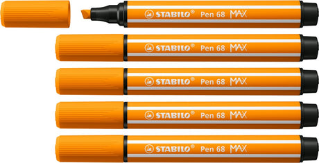 Stabilo pen 68 max – premium viltstift met dikke beitelpunt - oranje - doos 5 stuks