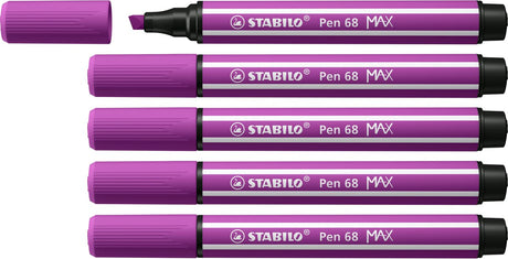 Stabilo pen 68 max – premium viltstift met dikke beitelpunt - paars - doos 5 stuks
