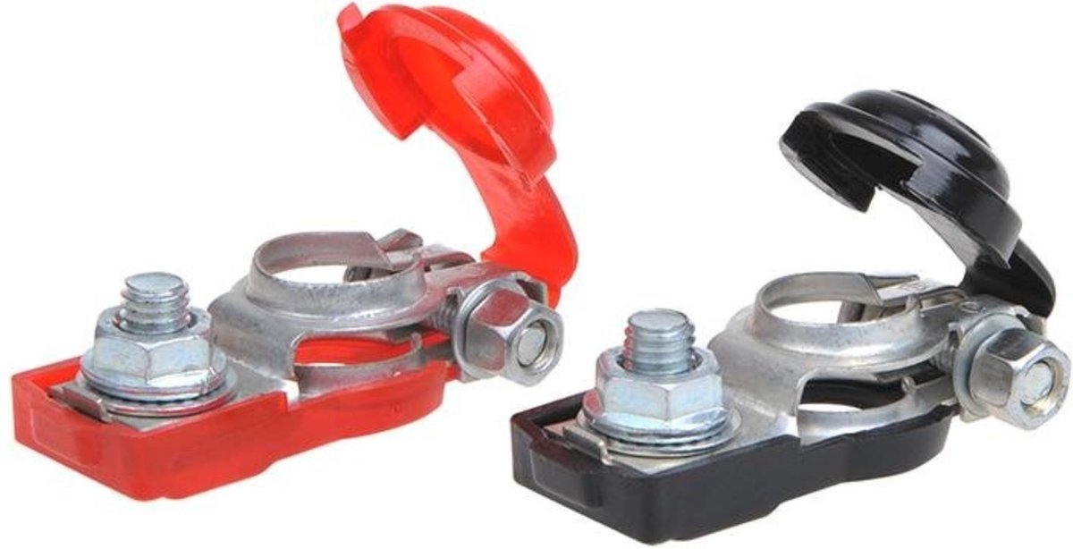 Proplus accupoolklemmen set - kunststof bescherming - rood en zwart - min en plus pool