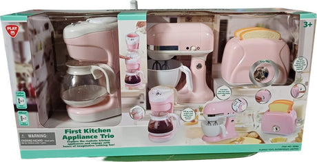 Playgo Küchenmixer – Kaffeemaschine und Toaster rosa – 7 Stück.