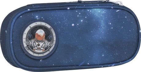 Beckmann Federmäppchen - oval - leer - Weltraummission blau
