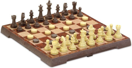 Cayro schaken en dammen magnetisch groot - 2-in-1 opvouwbaar speelbord 32x32 cm - 48 magnetische stukken - ideaal voor liefhebbers - 2 spelers - vanaf 7 jaar - collection