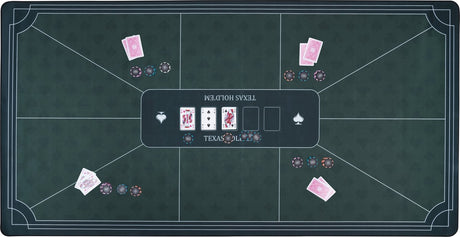 Longfield pokerkleed groen 180x90 cm - polyester rubber - glad speeloppervlak - poker dobbel accessoire - engelhart