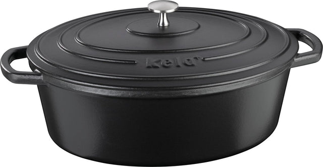Kela braadpan gietijzer ovaal zwart, 33 cm x 26 cm- | calido