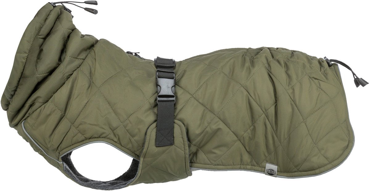 Trixie Hundemantel – olivgrün 55 cm – wasserdicht, verstellbar, Fleecefutter