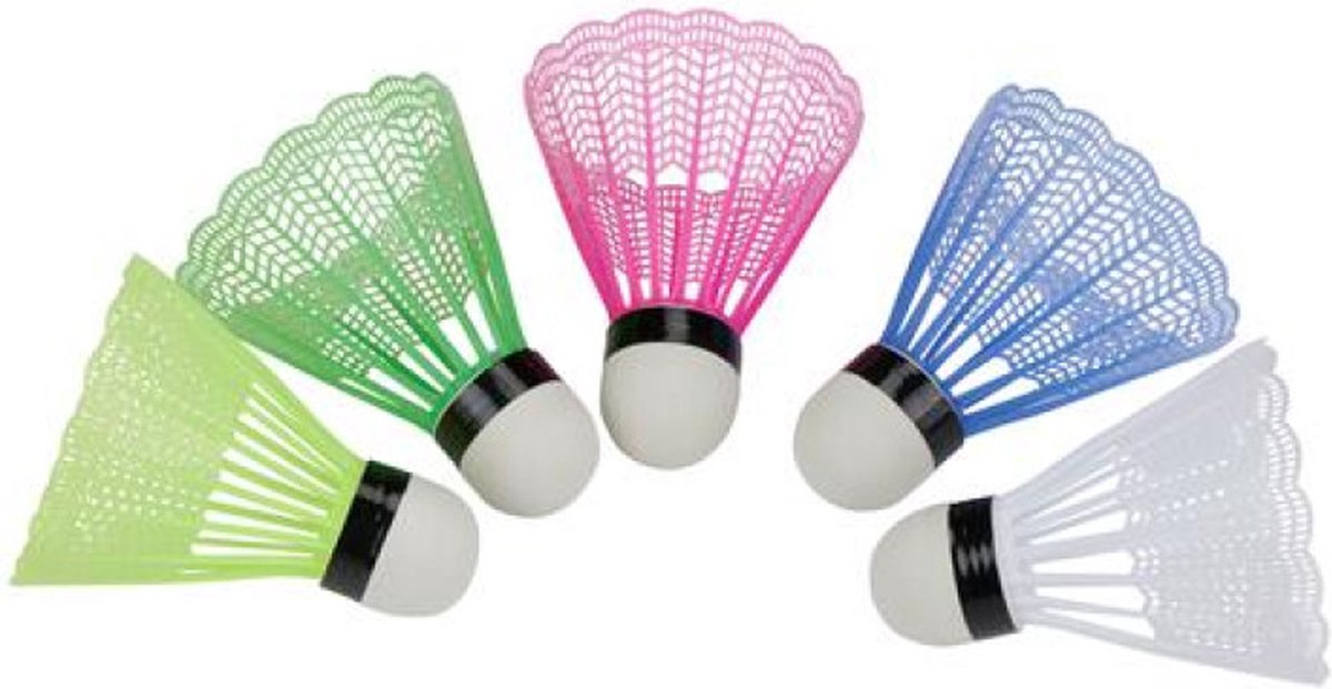 Eddy Toys Badminton-Shuttles – 5 Stück – Badminton-Federbälle aus Kunststoff – farbige Badminton-Shuttles – Badmintonbälle für Training und Freizeitspiel
