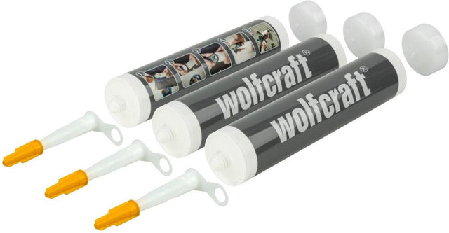 Wolfcraft - leere Dichtstoffkartuschen - Kartuschen - Dichtstoffkartuschen - 3 Stück - 4044000