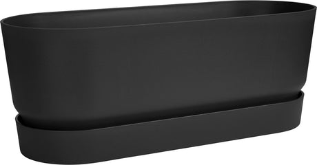 Elho Greenville Trog lang 50 – Pflanzgefäß für den Außenbereich – 100 % recycelter Kunststoff – L49,0 x B19,8 x H17,9 cm – Living Black