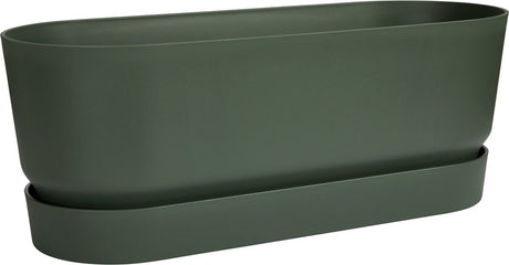 Elho Greenville Trog lang 50 – Pflanzgefäß für den Außenbereich – 100 % recycelter Kunststoff – L49,0 x B19,8 x H17,9 cm – blattgrün