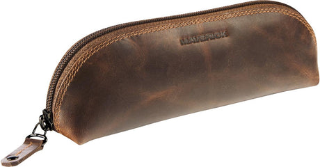 Maverick Federmäppchen aus Leder, oval, braun